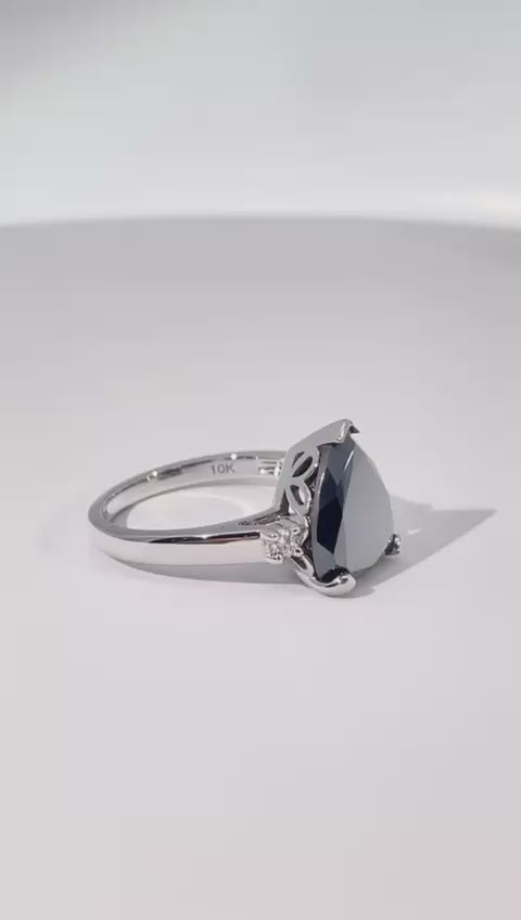 White Gold Hematite Ring