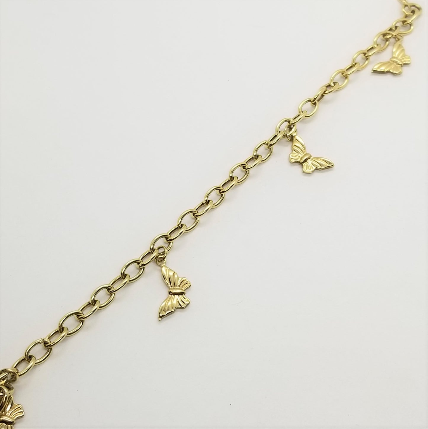 10K Yellow Gold Butterfly Charm Bracelet