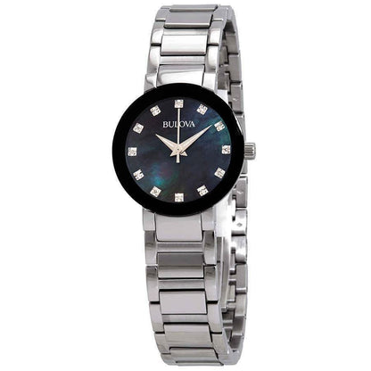 Bulova Silver Tone Black Mother of Pearl Watch