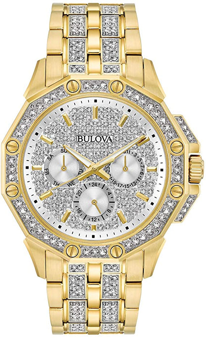 Bulova Gold Tone Crystal Multiple Dial Watch