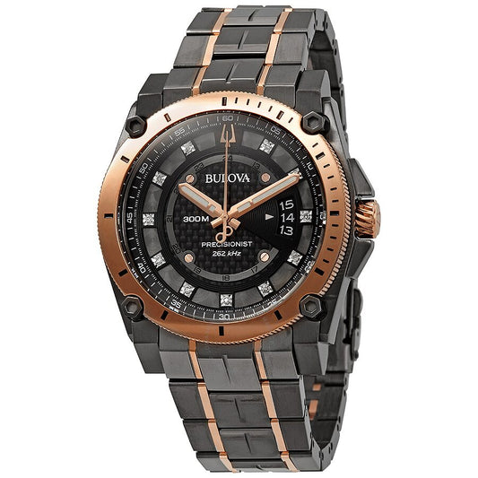 Bulova Black and Rose Tone Precisionist Diamond Watch