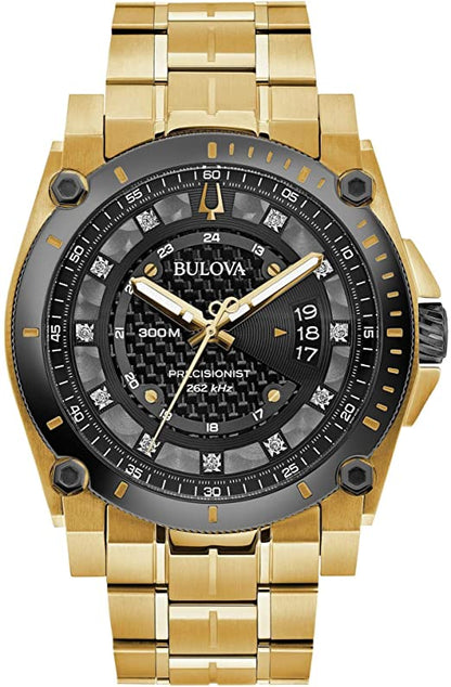 Bulova Precisionist Gold Tone Diamond Accent Watch