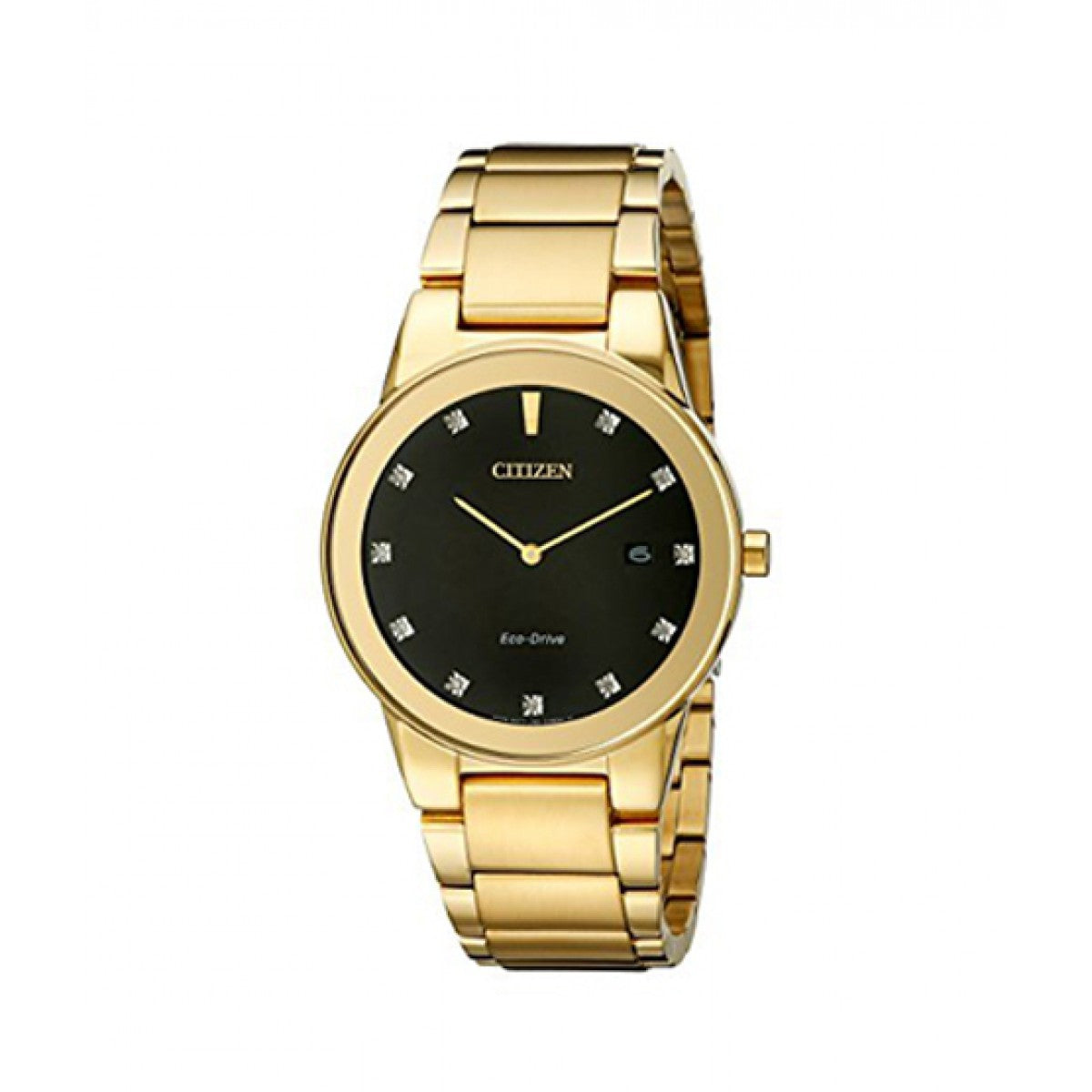 Citizen Eco Drive Gold Tone Watch with Black Dial