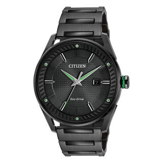 Citizen Eco Drive Black Watch with Green Accent