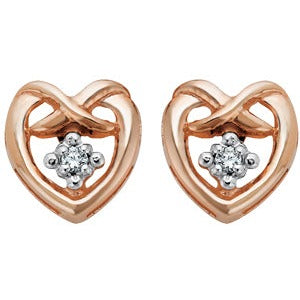 10K Rose Gold Diamond Heart Earrings