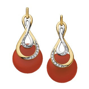 10K Gold Red Onyx & Diamond Earrings
