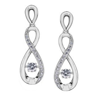 White Gold Dancing Diamond Infinity Earrings