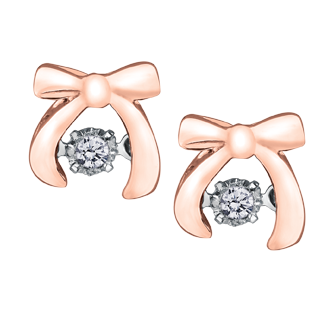 10K Rose Gold Diamond Bow Earrings