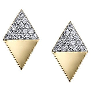 10K Yellow Gold Diamond Geometric Stud Earrings