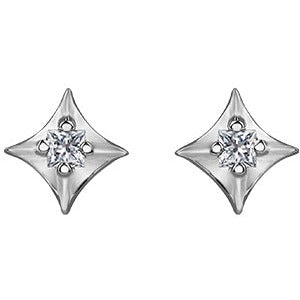 10K White Gold Diamond Star Earrings