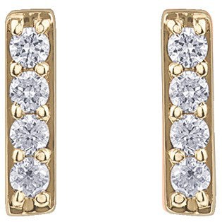 10K Yellow Gold Diamond Bar Earrings