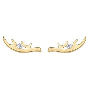 10K Yellow Gold Antler Earrings