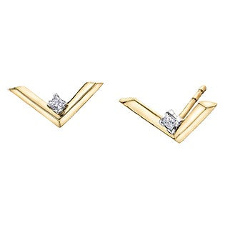 10K Yellow Gold Diamond Stud Earrings
