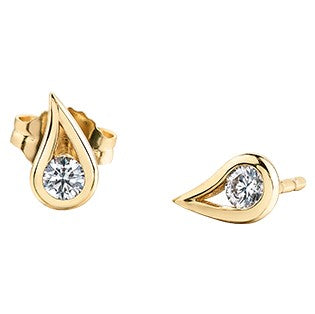 14K Yellow Gold Pear Shape Diamond Earrings