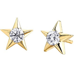 10K Yellow Gold Star Stud Earrings