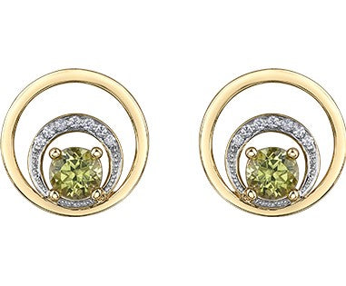 10K Yellow Gold Peridot & Diamond Earrings