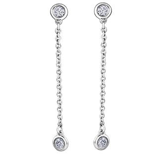 14K White Gold Diamond Dangle Earrings