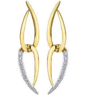 10K Yellow Gold Diamond Dangle Earrings