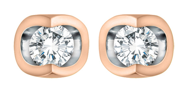 10K Gold & Diamond Tension Set Earrings