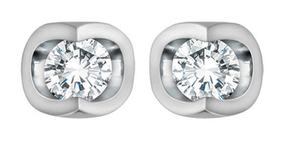 10K Gold & Diamond Tension Set Earrings