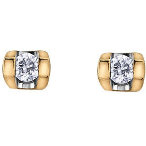 10K Gold Tension Set Diamond Earrings