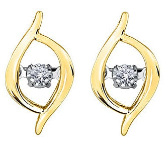 10K Yellow Gold Dancing Diamond Earrings
