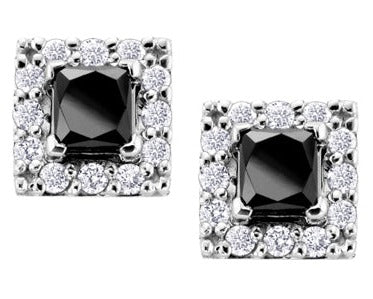 10K White Gold Black Diamond Earrings