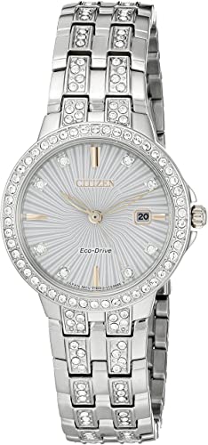 Citizen Eco Drive Silver Tone Watch with Crystals