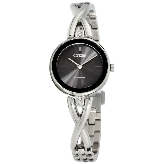 Citizen Eco Drive Silver Tone Crystal Bangle Watch