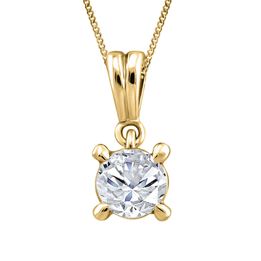 14K Yellow Gold Solitaire Pendant