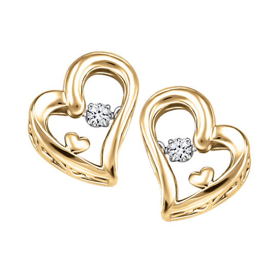10K Yellow Gold Heart Earrings