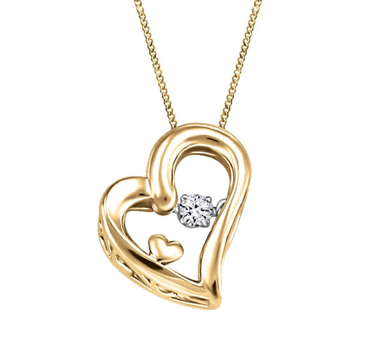 10K Yellow Gold Heart Pulse Diamond Necklace
