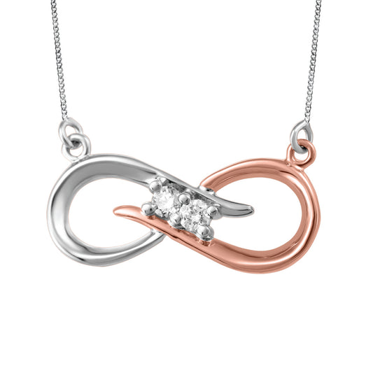 10K Two Tone Infinity Loop Diamond Necklace