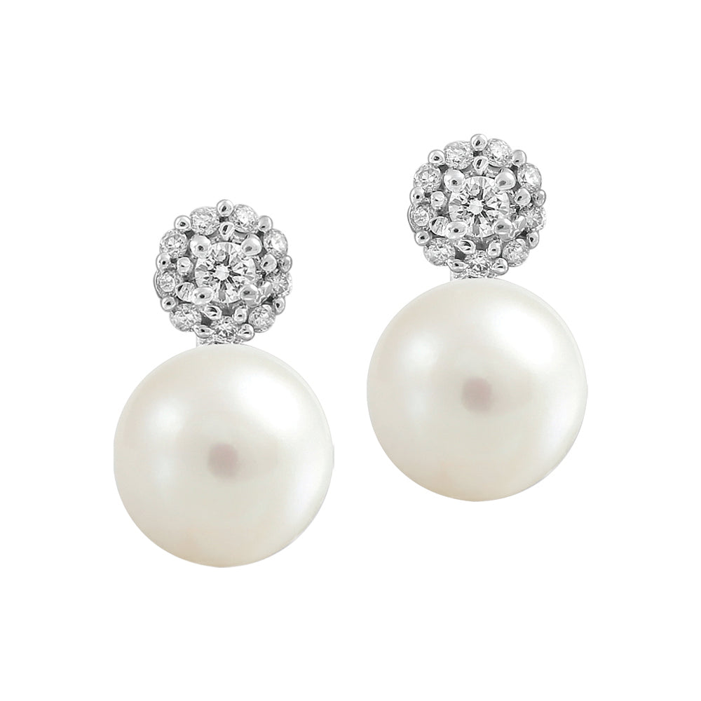 10K White Gold Pearl Earrings