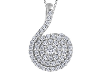 14K White Gold Swirl Cluster Necklace