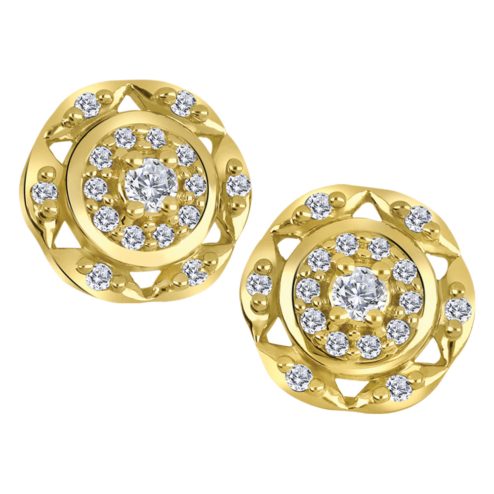 10K Yellow Gold Halo Diamond Earrings