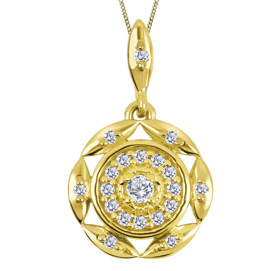 10K Yellow Gold Diamond Circle Necklace