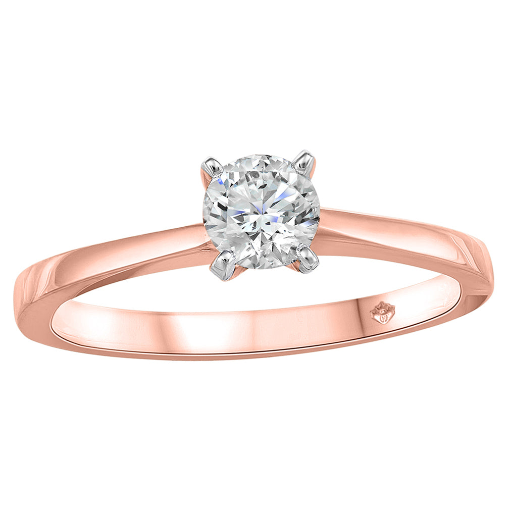 14K Rose Gold Solitaire Diamond Ring