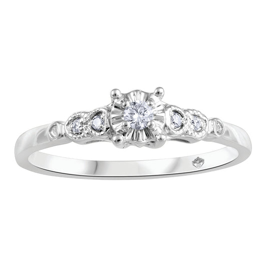 10K White Gold Center Diamond Engagement Ring