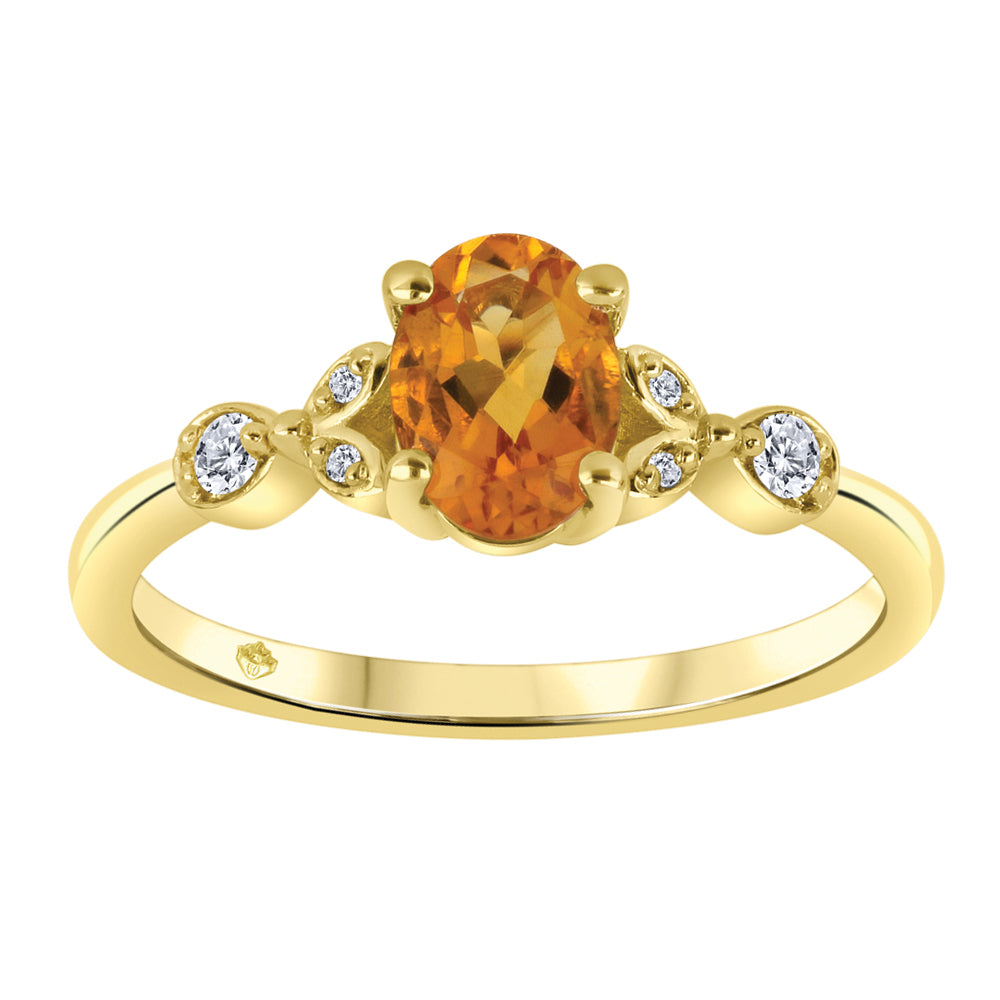 10K Yellow Gold Citrine Diamond Ring