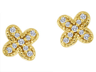 10K Yellow Gold Flower Earrings
