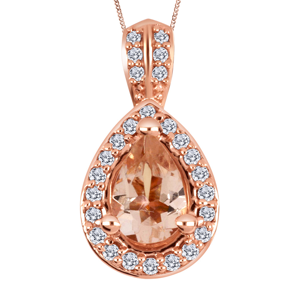 10K Rose Gold Diamond & Morganite Necklace