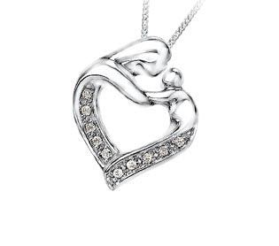 10K Gold Mother Child Heart Necklace