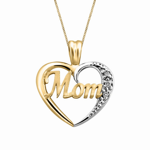 10K Yellow Gold Mom Diamond Necklace