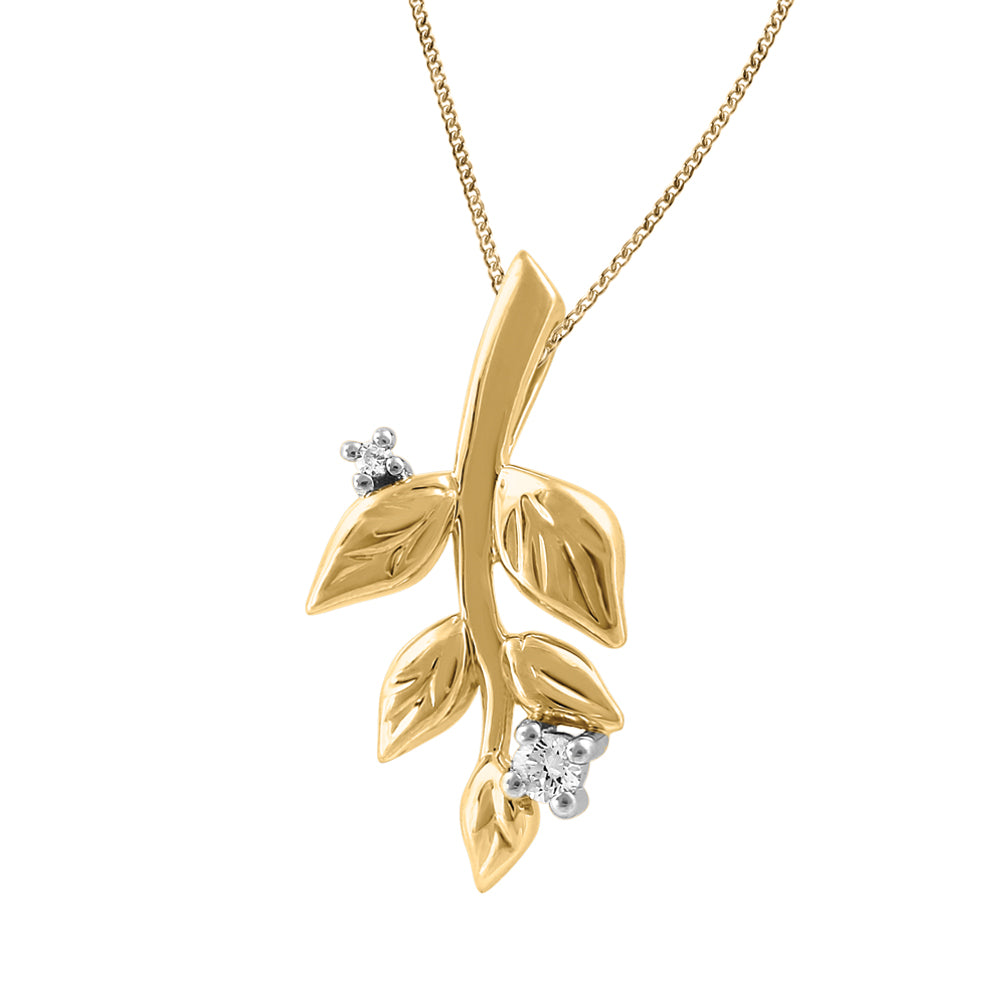 10K Yellow Gold Leaf Diamond Necklace