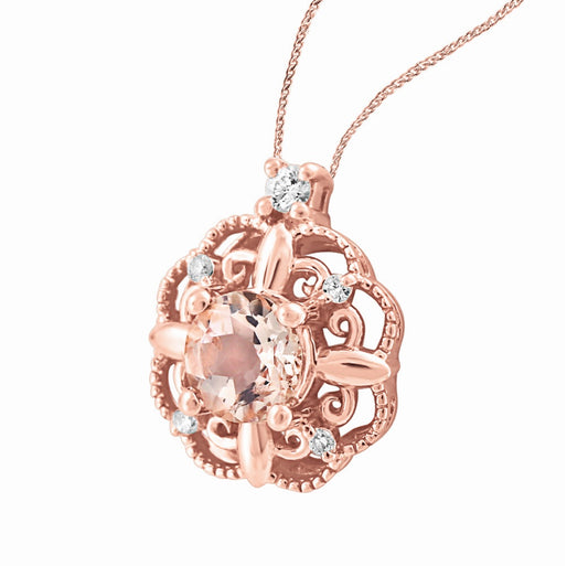 10K Rose Gold Morganite Necklace