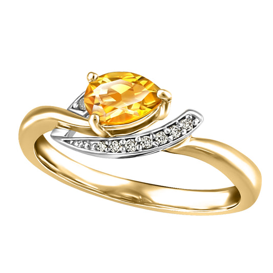 10K Yellow Gold Diamond Citrine Ring