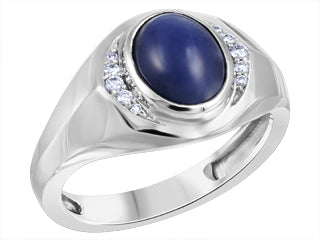 10K White Gold Star Sapphire Ring