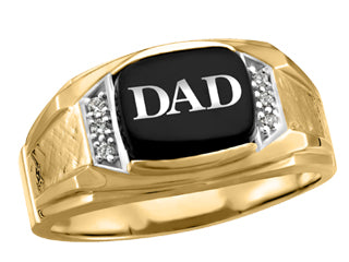 10K Yellow Gold Onyx Dad Ring