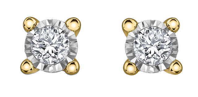 10K Yellow Gold Solitaire Diamond Earrings